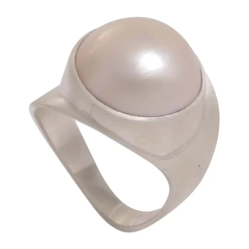 Neumond Perlenring 925 Silber Statement Ring Handgefertigter Ring Geschenk für Sie Boho Zierlicher Ring Geschenk für Sie