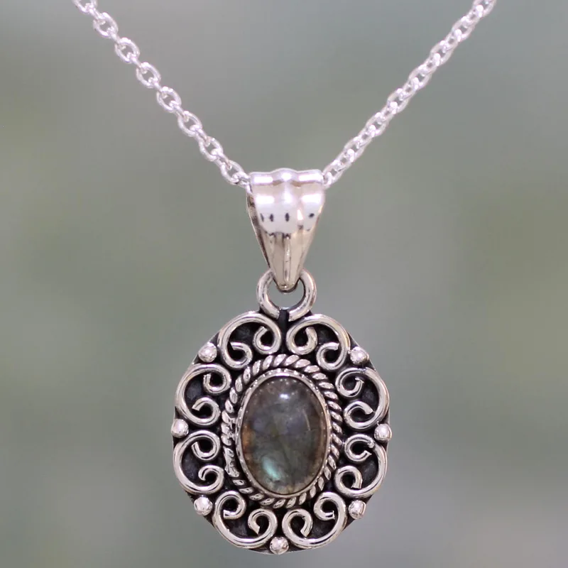 925 Sterling Silber Anhänger Halskette Schmuck Oval Labradorit Edelstein Boho Zierlicher Labradorit Schmuck Geschenk für Sie