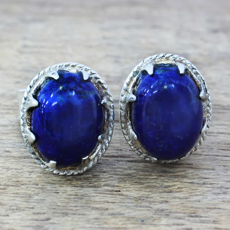 Morgen-Geheimnis Lapislazuli Ohrstecker 925 Sterling Silber Ohrstecker Handgefertigte Ohrstecker Alltagsohrstecker Ohrring Geburtstagsgeschenk für Sie