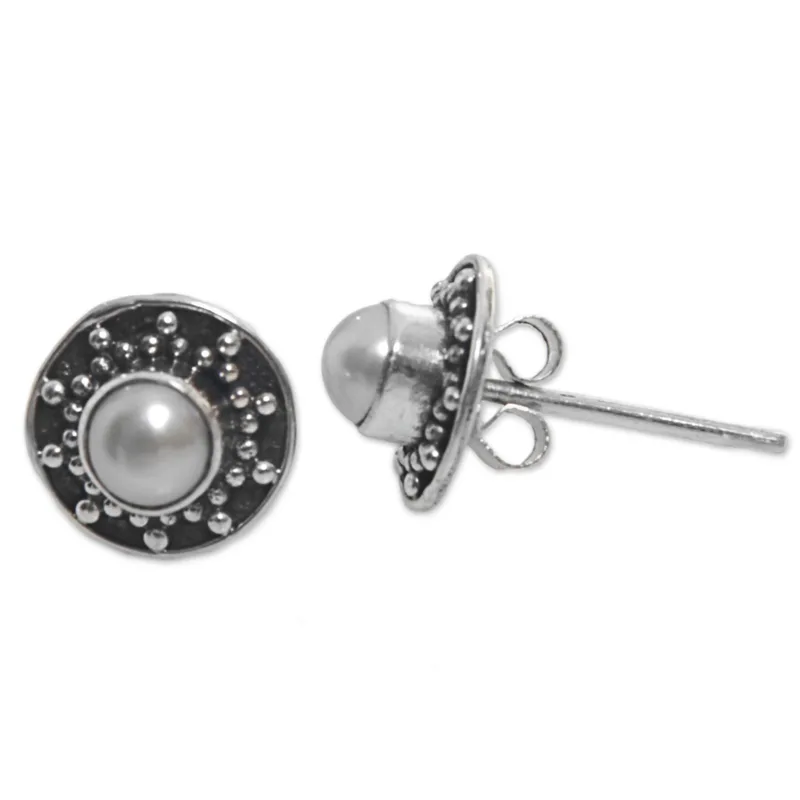 Handgemachte Zuchtperlen-Ohrstecker 925 Sterling Silber Alltagsohrstecker Geburtstagsgeschenk für die Schwester