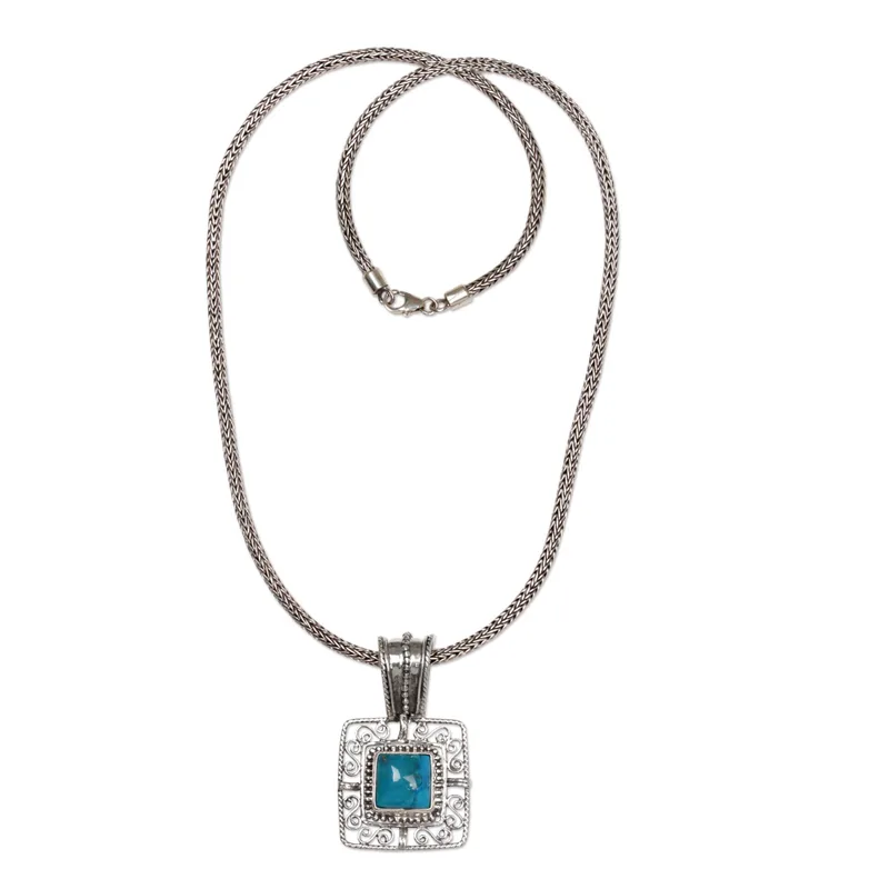 Türkis Sterling Silber Anhänger Halskette Zarte Halskette Perfektes Muttertagsgeschenk Böhmischer Schmuck Geschenk für Sie