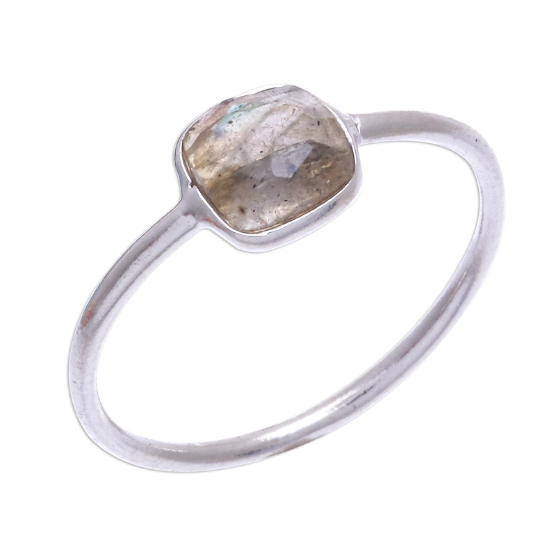 Einfacher Labradorit-Ring 925 Handgefertigt Design Sterlingsilber Geschenk Für Sie & Mutter