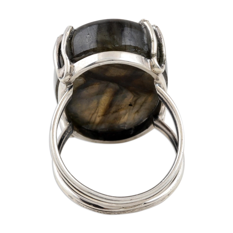 Echter Labradorit-Ring 925 Handgemachtes Design Sterlingsilber Geschenk Für Sie & Mama