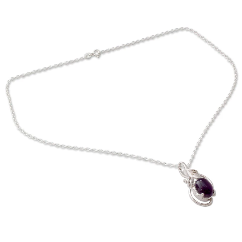 Handgefertigte Amethyst-Halskette aus Sterlingsilber, Geburtsstein-Halskette, Geschenk für sie, violetter Edelsteinschmuck, 925er Sterlingsilber, Geschenkidee