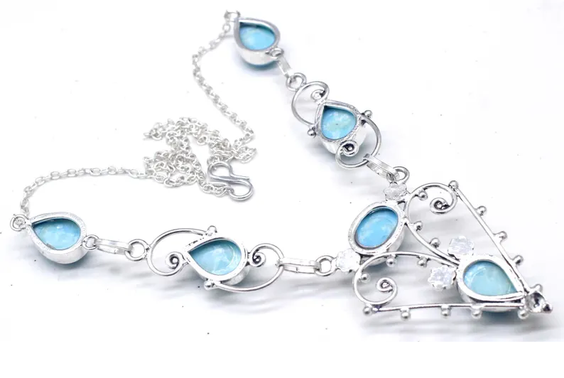 Larimar Kette 925 Sterling Silber Halskette Larimar Edelstein Halskette Statement Kette Larimar Schmuck Geschenk Für Frauen Geburtstagsgeschenk