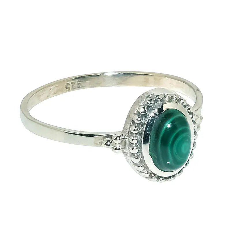 Wertvoller natürlicher Malachitring aus massivem 925er Sterlingsilber, Verlobungsring, Malachit-Edelsteinring, Midi-Ring für sie, Ehefrau