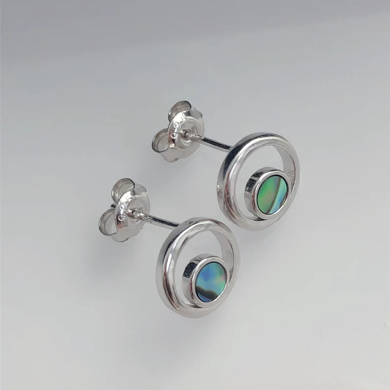 Sea Bubbles Abalone Shell Stud Earrings 925 Sterling Silver Earrings Minimalist Jewelry Gemstone Jewelry Birthday Anniversary Gift