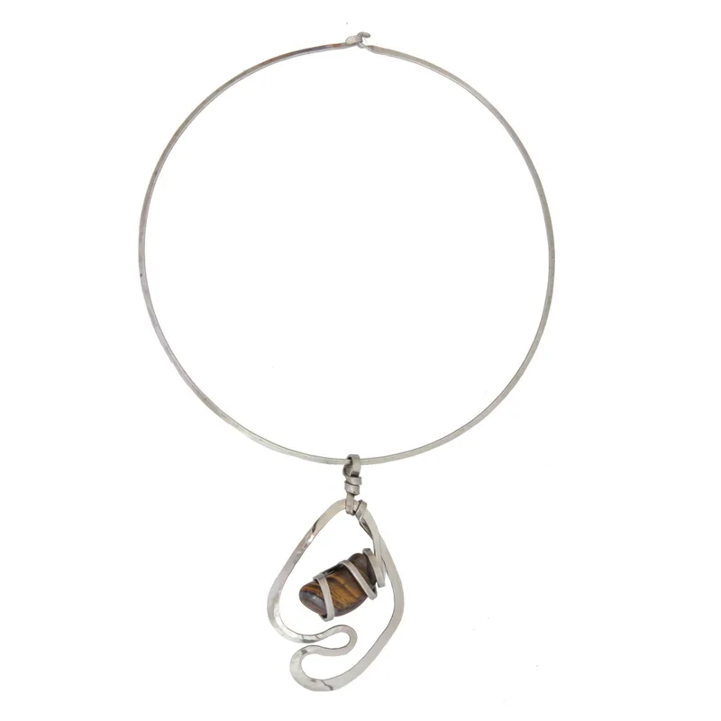 Collier Halskette Tigerauge Anhänger Halskette Echter Edelstein Halskette 925 Sterling Silber Bohemian Schmuck Geschenk für Sie