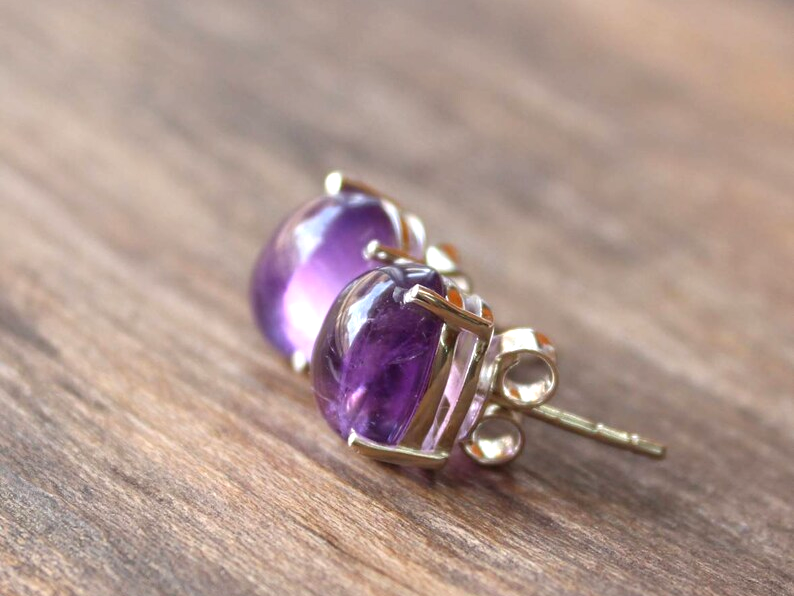 Natürlicher violetter Amethyst Edelstein Ohrstecker 925 Sterling Silber Februar Geburtsstein handgefertigter Schmuck 925 Silber Ohrstecker Geschenk für sie