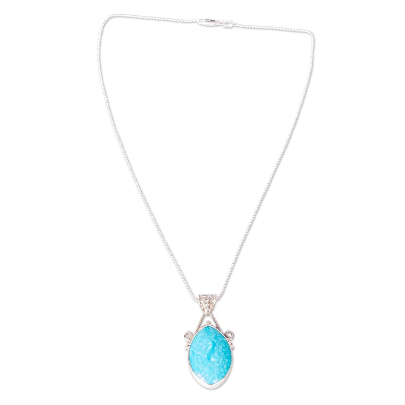 925 Sterling Silber natürlicher Türkis wunderschöne Halskette Anhänger Halskette zarte Halskette perfektes Muttertagsgeschenk böhmischer Schmuck Geschenk für sie