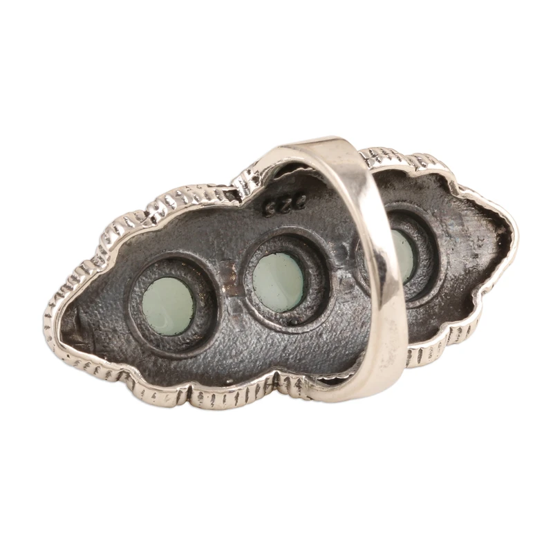 Oxidierter Sterlingsilber-Chalcedon-Cocktailring Breiter Ring Boho-Ring Blauer Edelstein Handgemachter Statement-Silberring Geschenk für sie