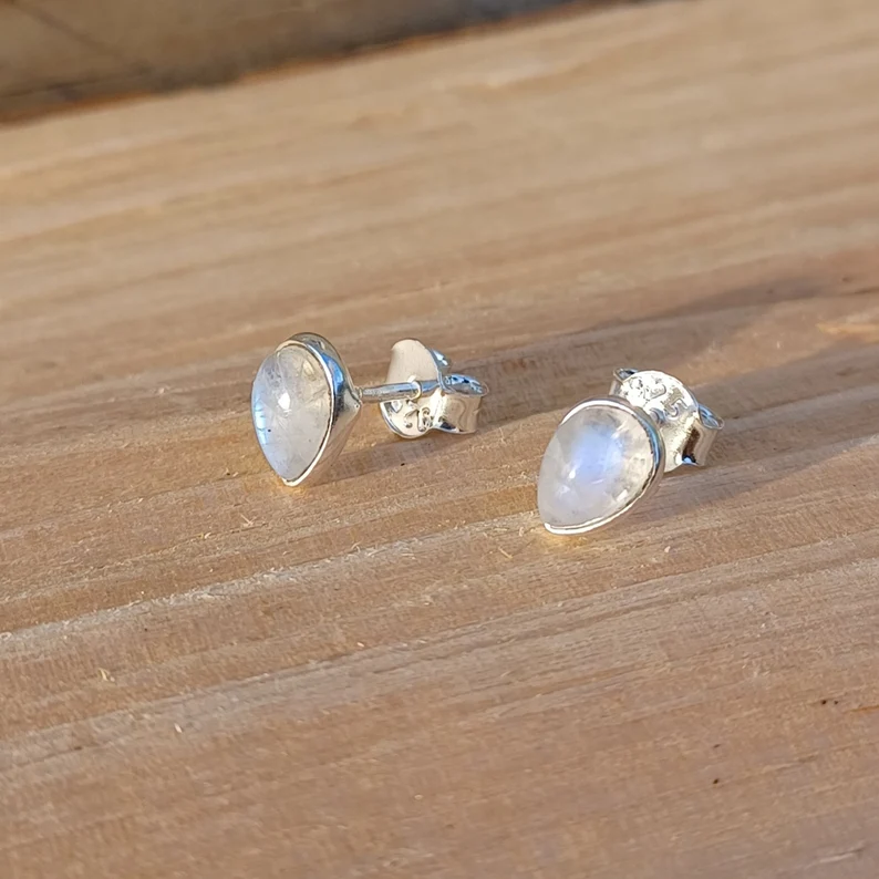 Natural Moonstone Earring Stud Earrings For Women 925 Sterling Silver Fine Jewelry Wedding Anniversary Gifts