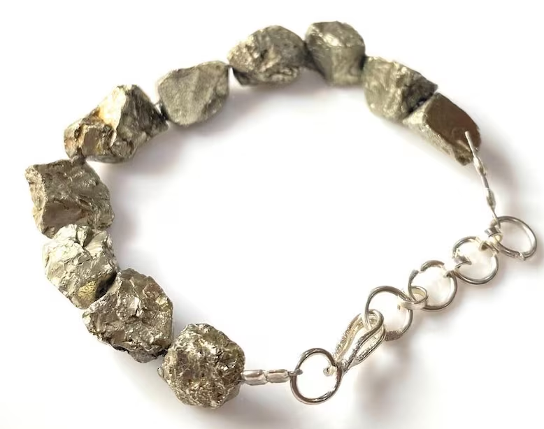 Armband aus unbehandeltem Pyrit, natürliches Pyrit-Armband, goldfarbenes Pyrit-Armband, Druzy-Pyrit-Perlen-Armband, Pyrit-Schmuck Geschenk für Sie
