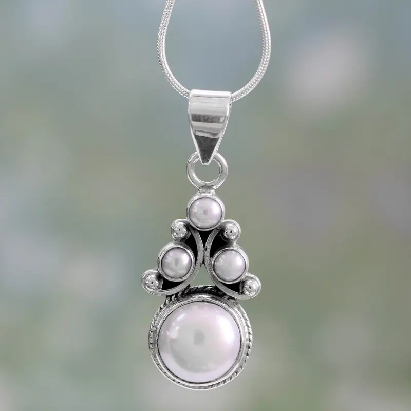 Braut Perlenkette aus Sterlingsilber Süßwasserperlen-Schmuck Handgemachter Schmuck Boho Halskette Geschenk für Sie Valentinstagsgeschenk
