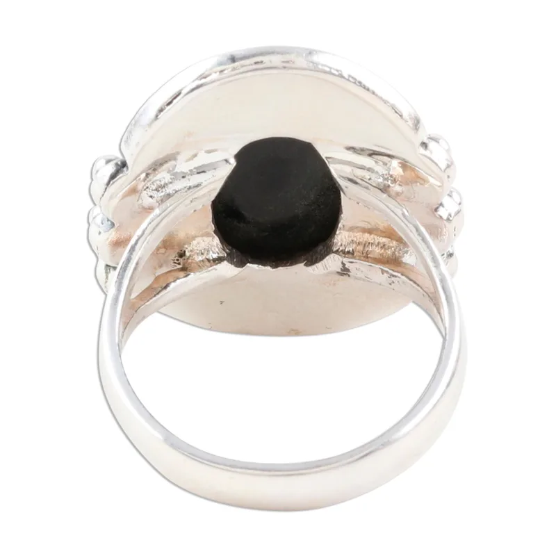 Schwarzer Onyx Cocktailring 925 Sterling Silber Statement Ring Handgefertigter Ring Damen Silberring Geschenk für Sie