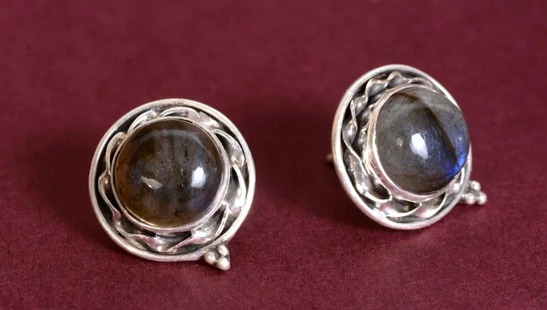Labradorit Ohrstecker Ohrringe 925 Sterling Silber Ohrringe Runde Edelstein Ohrstecker Blauer Feuer Edelstein Ohrstecker Geschenk für Sie Geschenkideen