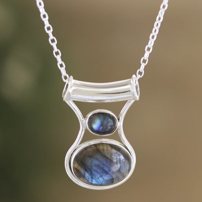 Simply Serene Labradorit Anhänger Halskette 925 Sterling Silber Schmuck Zierlicher Labradorit Schmuck Geschenk für Sie & Ehefrau