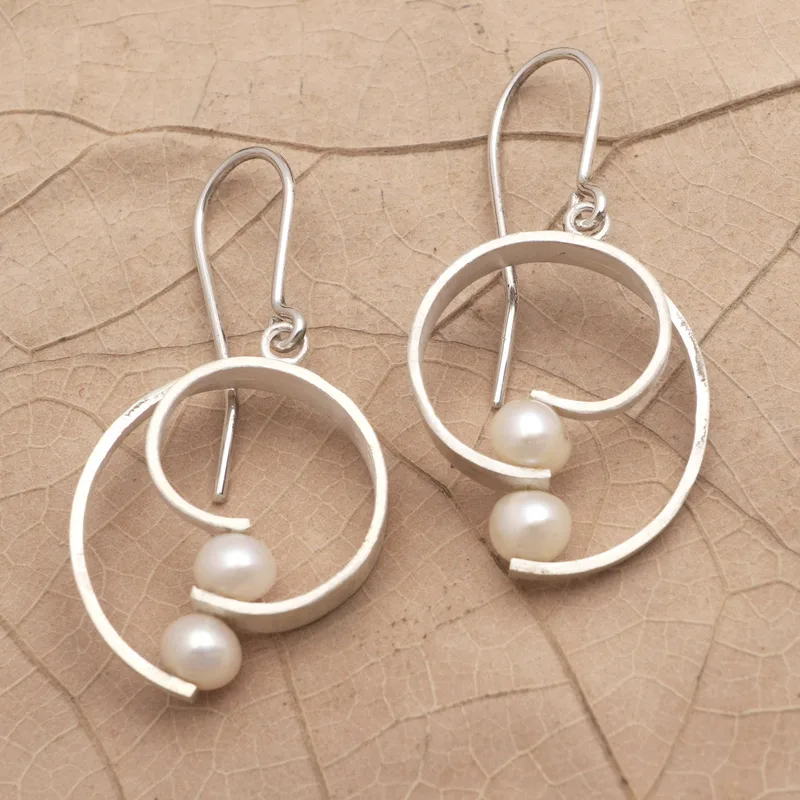 Ohrringe aus Sterlingsilber und Zuchtperlen Damenschmuck Boho-Ohrringe Handgefertigte Edelstein-Ohrringe Hochzeitsschmuck Geschenk für sie