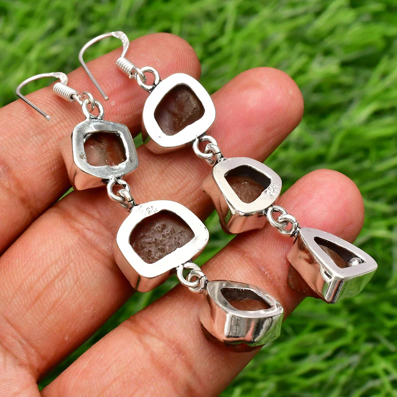 Natürliche Karneol 925 Sterling Silber Roh Ohrringe Geschenk für Sie Handgemachte Ohrringe Hängeohrringe Für Frauen Alltägliche Statement Ohrringe