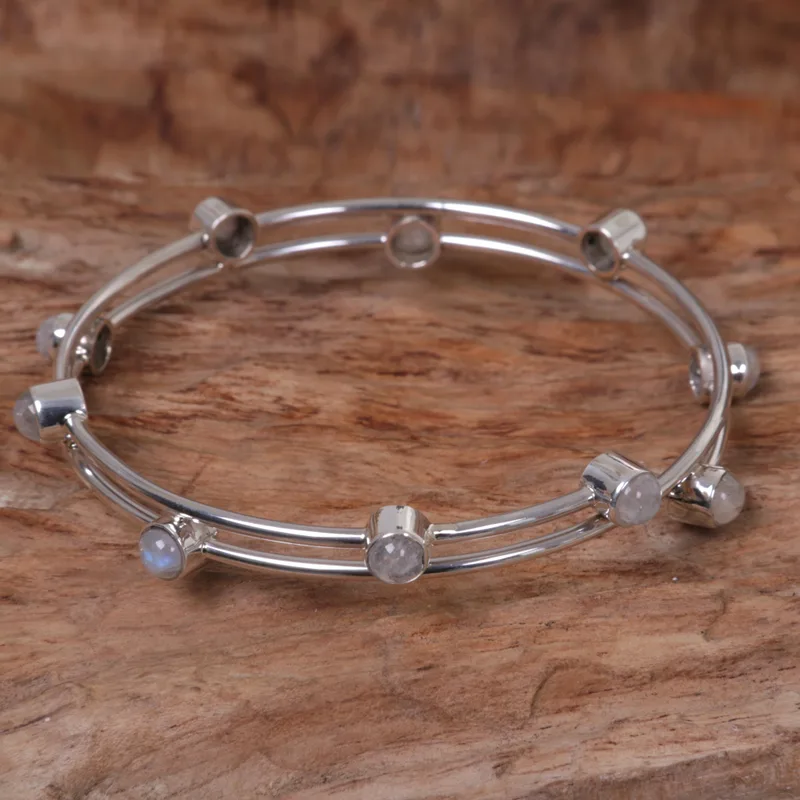 Regenbogen-Mondstein-Armband aus 925er Sterlingsilber, bezaubernder Schmuck, Geburtstagsgeschenk für Mädchen, Valentinstagsgeschenk für sie, Boho-Schmuck