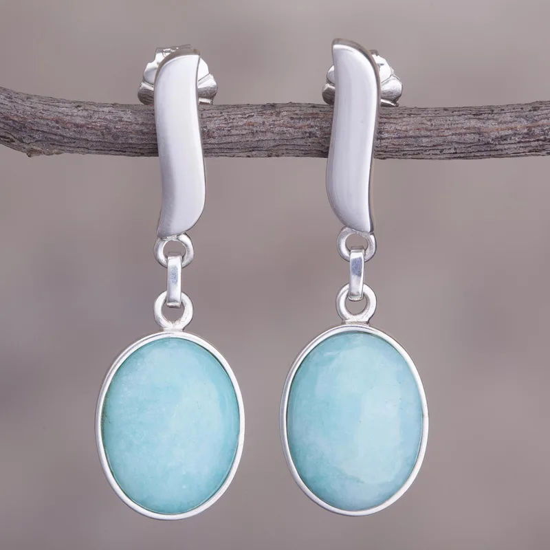 Ohrringe aus Sterlingsilber mit Amazonit, baumelnde Ohrringe für Frauen, Boho-Ohrringe, handgefertigte Edelsteinohrringe, Hochzeitsschmuck, Geschenk für sie