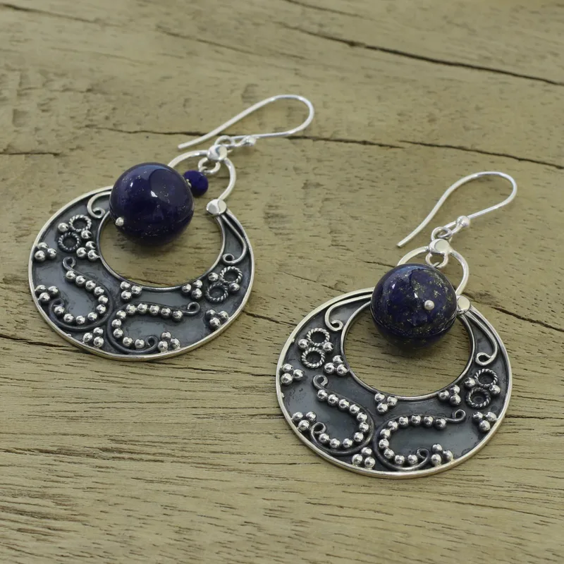 Handgefertigte Ohrringe aus Sterlingsilber und Lapislazuli Designer-Ohrringe für Frauen Handgemachte Silberohrringe Schmuckgeschenke Artikel Geschenk für Sie und Mama