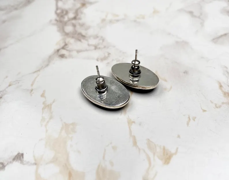 Große ovale Vintage Abalone-Muschel Edelstein Ohrstecker Abalone-Muschel Ohrringe Handgemachter Boho Schmuck Geschenk für Sie
