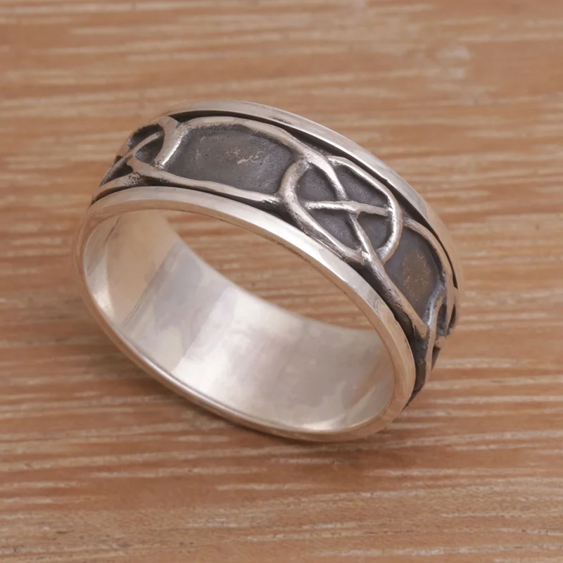 Ketten Design Spinner Ring 925 Sterling Silber Silberschmuck Handgemachter Böhmischer Zarter Ring Geschenk Für Sie Geburtstagsgeschenk