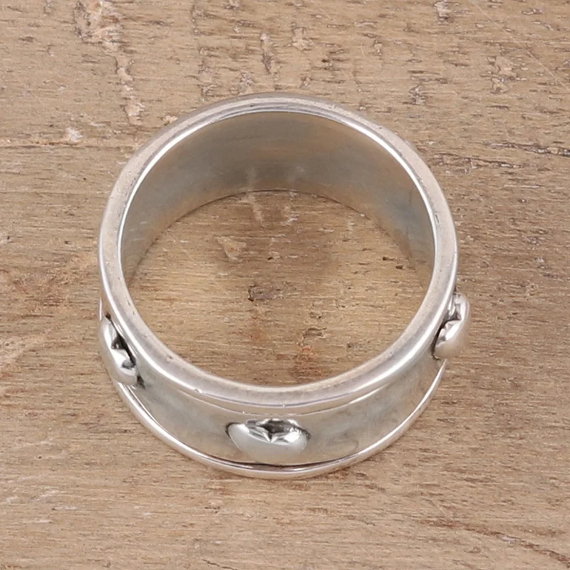 Herzmotiv Sterlingsilber Spinnerring aus Indien Handgemachter Ring Silberschmuck Böhmischer zierlicher Ring Geschenk für sie