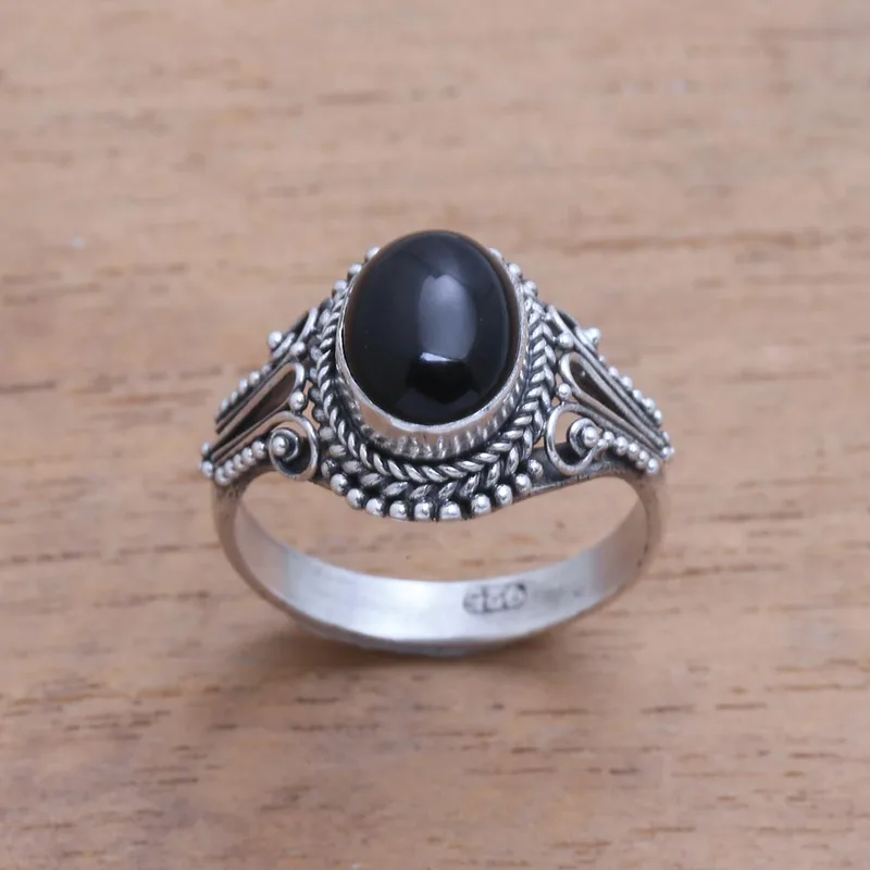 925 Sterling Zilveren Ring Handgemaakte Onyx Steen Ring Statement Ring Handgemaakte Ring Vrouwen Zilveren Ring Cadeau voor Haar