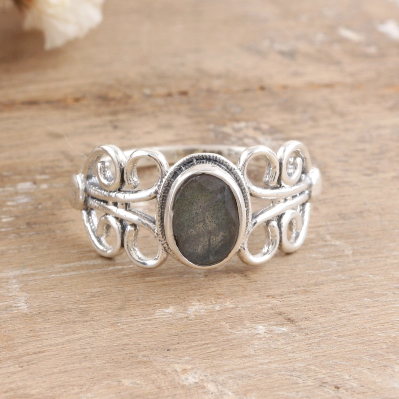Natürlicher Labradorit Ring Handgefertigt 925 Sterling Silber Geschenk Für Sie