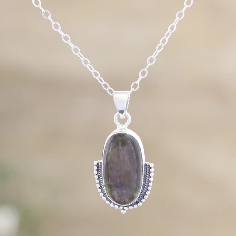 Natuurlijke Labradoriet Hanger Ketting 925 Sterling Zilveren Hanger Ketting Fijne Labradoriet Sieraden Cadeau Voor Haar