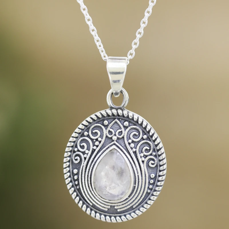 Wunderschöne Halskette mit Anhänger aus Regenbogen-Mondstein, 925er Sterlingsilber, natürlicher Feuer-Regenbogen-Mondstein, Geschenk für Sie, Geburtstagsgeschenk