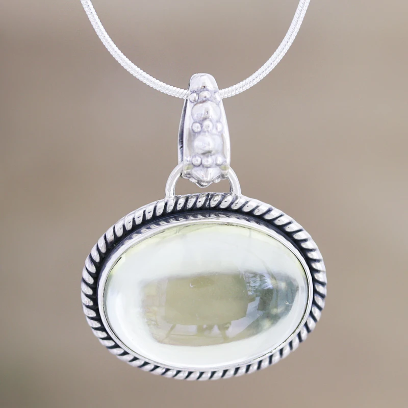 Zitronenquarz-Anhänger-Halskette 925er Sterlingsilber handgefertigte Edelsteinkette Böhmischer Schmuck Geschenk für Sie Valentinstagsgeschenk