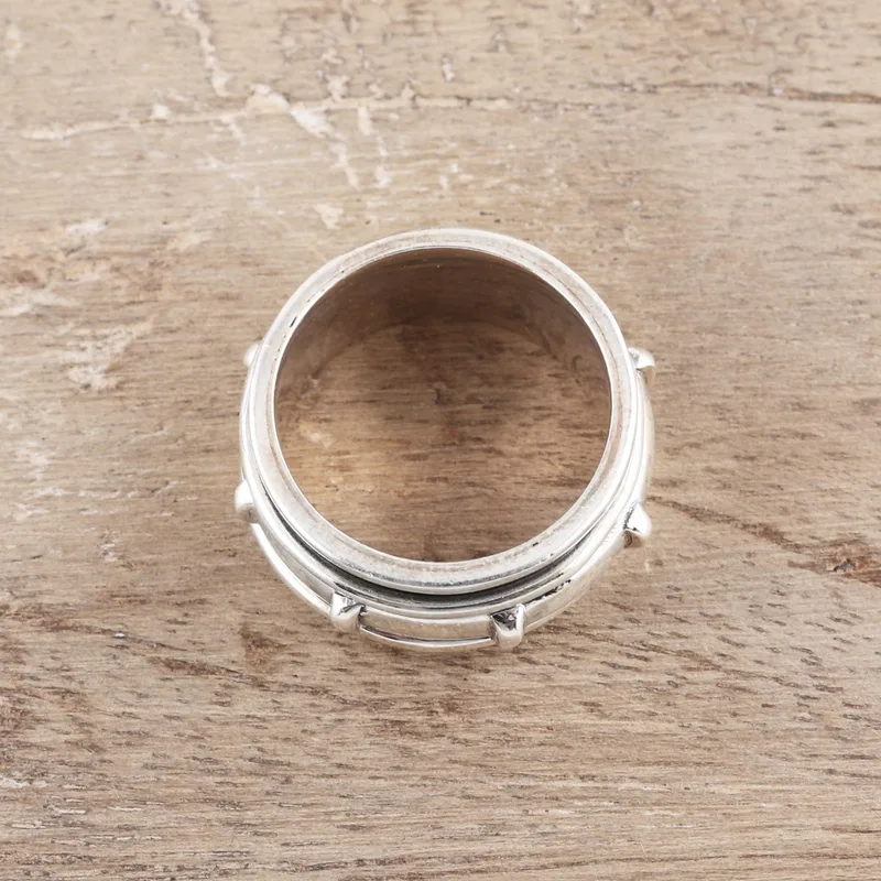 Handgefertigter Sterling Silber Spinner Ring aus Indien Handgemachter Ring Silberschmuck Böhmischer Zarter Ring Geschenk für Sie Geschenkidee