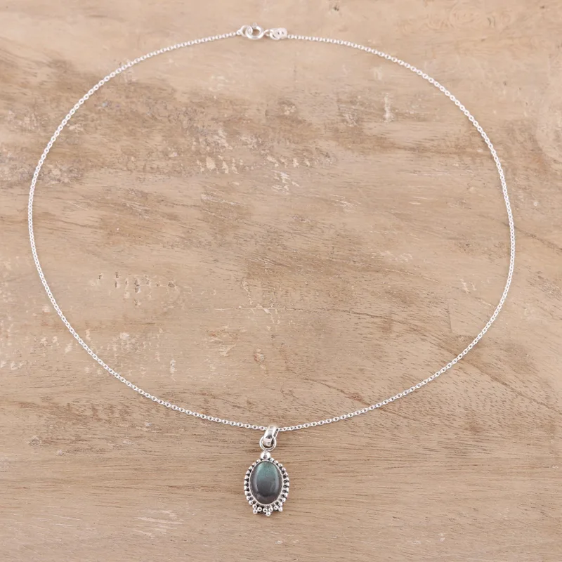 Natürlicher Labradorit-Anhänger Halskette 925 Sterling Silber Halskette Labradorit Schmuck Blauer Blitz Labradorit Halskette für Frauen Brautjungfern Halskette