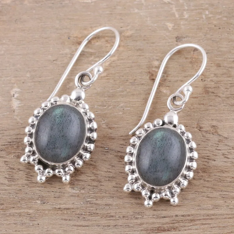 Natürliche Labradorit Ohrhänger 925 Sterling Silber Ohrringe Blaue Edelstein Hängeohrringe Labradorit Schmuckgeschenk für Sie