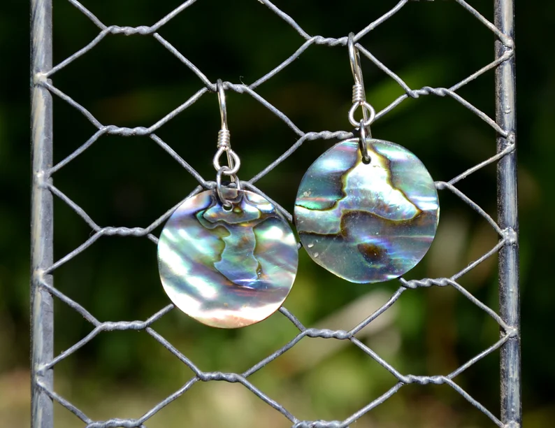 Natürliche Abalone Muschel Ohrringe 925 Sterling Silber Hängeohrringe Schmuck für Damen Insel Schmuck Strand Schmuck Geschenk für Sie