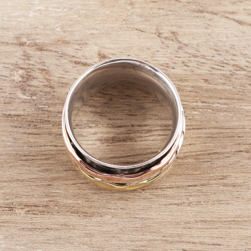 Drehbarer Spiral-Muster Sterling Silber Spinner Ring Handgefertigt Designer Unisex