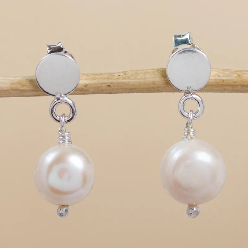 Perlen Runde Ohrringe für Frauen, massives 925er Sterlingsilber, Boho Ohrringe, handgefertigte Edelstein Ohrringe, Hochzeitsschmuck