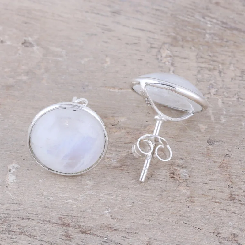 Natürliche Regenbogen-Mondstein-Ohrstecker 925 Silber Ohrstecker Handgefertigte Ohrstecker Mondstein-Ohrstecker Mondsteinschmuck Einzigartiger Geschenkartikel