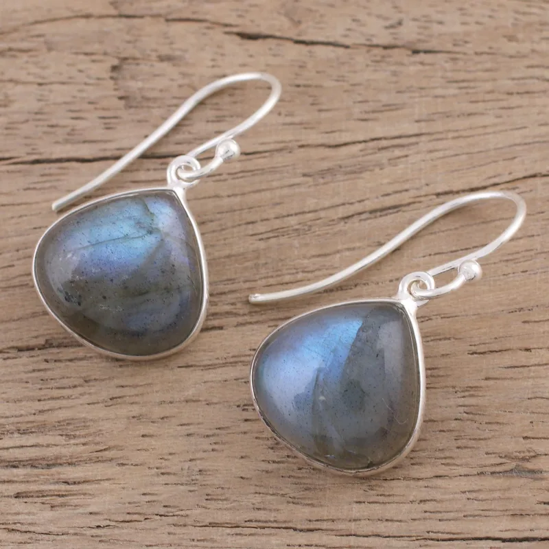 Ohrhänger Labradorit und Sterlingsilber Edelstein-Ohrringe Labradorit-Schmuck Geschenkidee