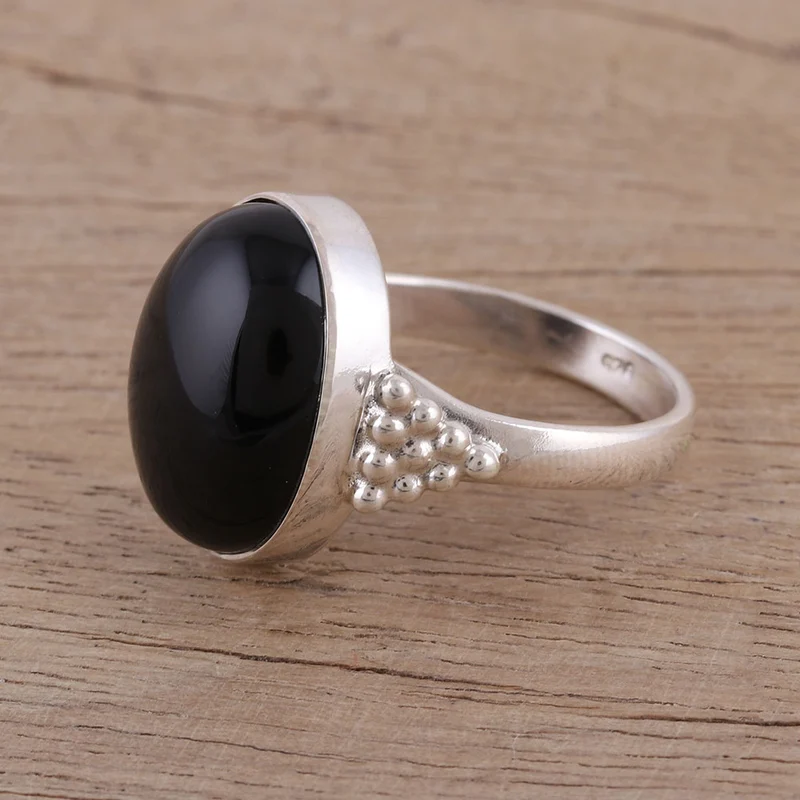 Handgefertigter Cocktailring aus 925er Sterlingsilber mit Onyx, Statement-Ring, handgefertigter Ring, Damenring aus Silber, Geschenk für sie und Mama