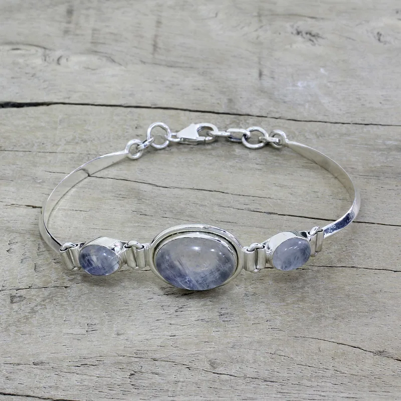 Armband aus 925er Sterlingsilber mit Regenbogen-Mondstein, Geburtstagsgeschenk für Mädchen, bezaubernder Schmuck, Valentinstagsgeschenk für Sie