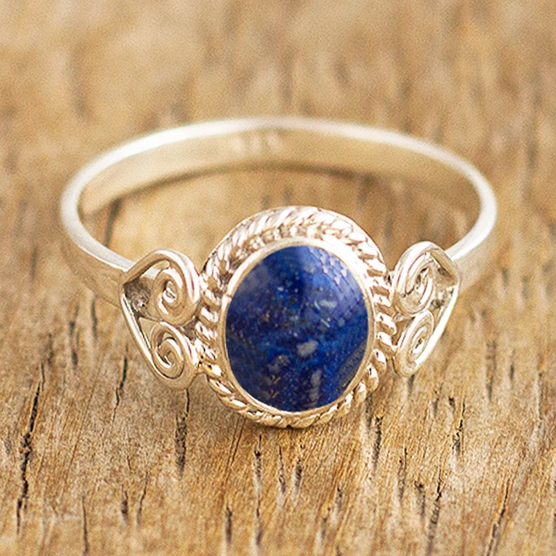 925 Silberring Lapislazuli Ring Handgemachter Ring Statement Ring Blauer Edelsteinring Minimalistischer Ring