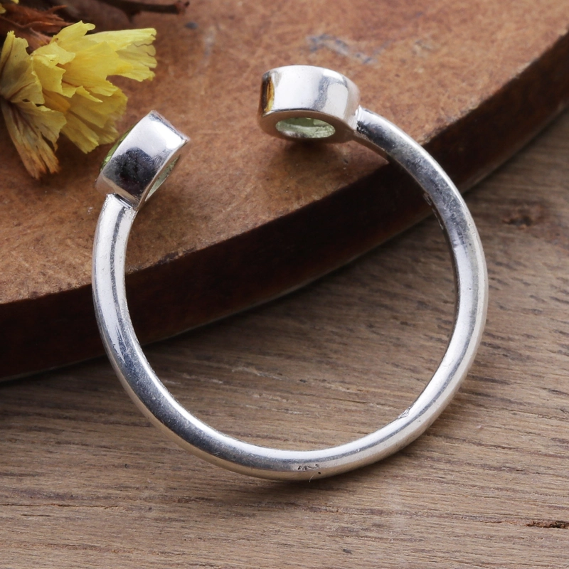Peridot Wikkelring Handgemaakt 925 Sterling Zilver Cadeau Voor Haar