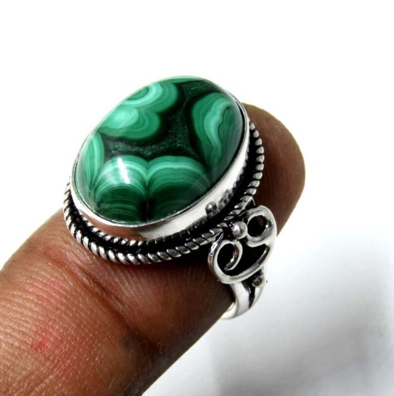 Malachit Ring 925 Sterling Silber Ring Natürlicher Malachit Statement Ring Handgemachter Schmuck Perfektes Geschenk