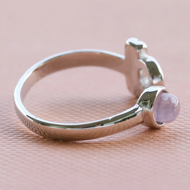 Cocktailring mit Rosenquarz 925 Sterling Silber Statement Ring Natursteinring Geschenk Für Sie