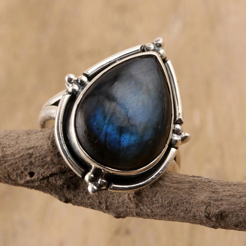 Natürlicher Labradorit Ring 925 Handgefertigtes Design Sterling Silber Geschenk für Sie
