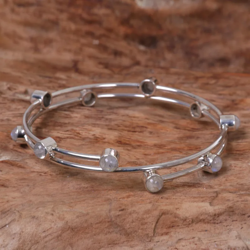 Regenbogen-Mondstein-Armband aus 925er Sterlingsilber, bezaubernder Schmuck, Geburtstagsgeschenk für Mädchen, Valentinstagsgeschenk für sie, Boho-Schmuck